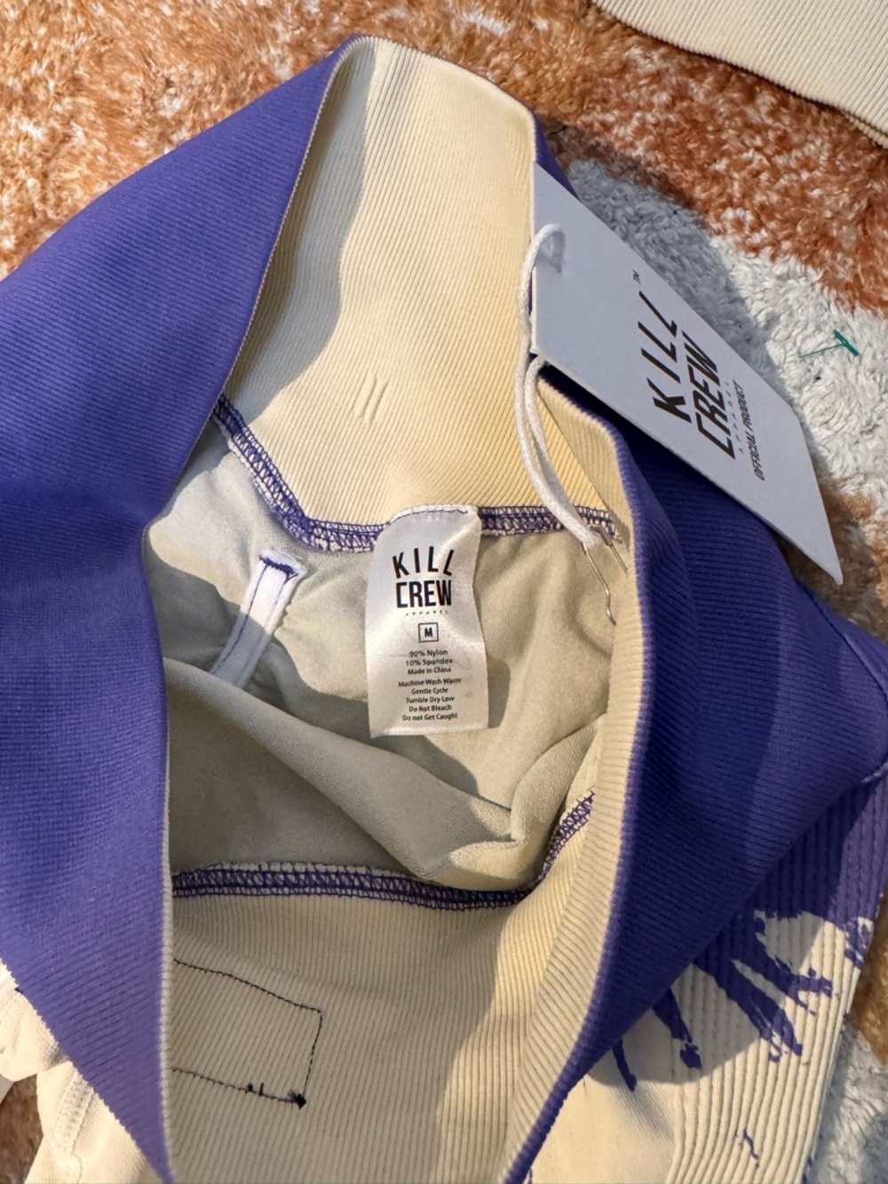 Kill Crew Purple & Cream Seamless Biker Short & Sport Bra Gym Set - Picture 3 of 8